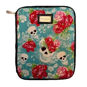 Betsy Johnson Whimsigoth Y2K Tablet Cover Teal Skull & Roses E Book Reader Case